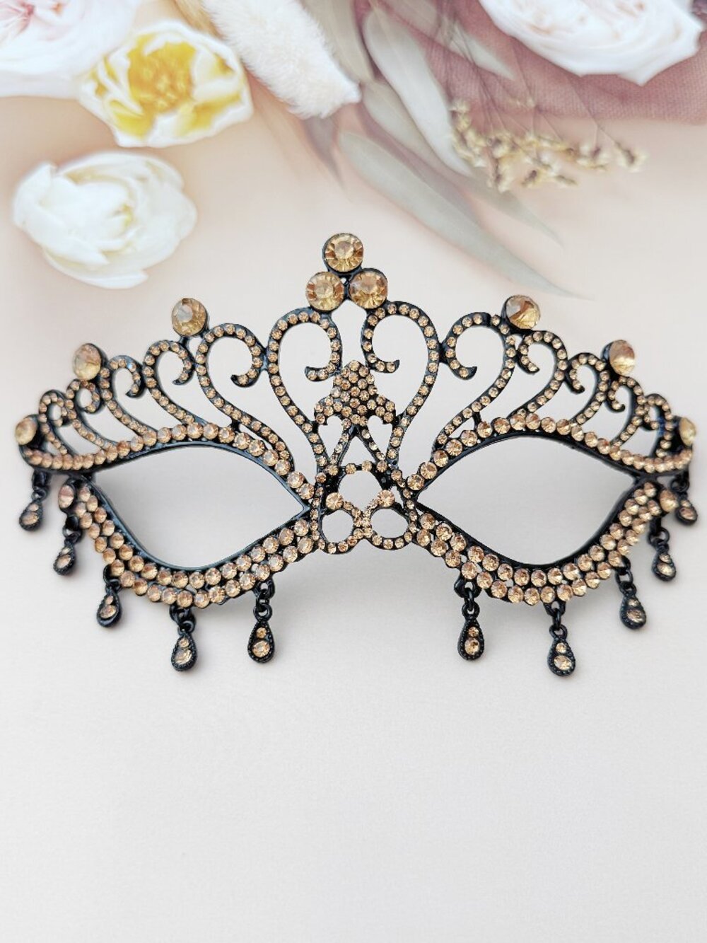 Champagne Masquerade Mask, Crystal Eye Mask, Prom Ball Mask, Mardi Gras Mask